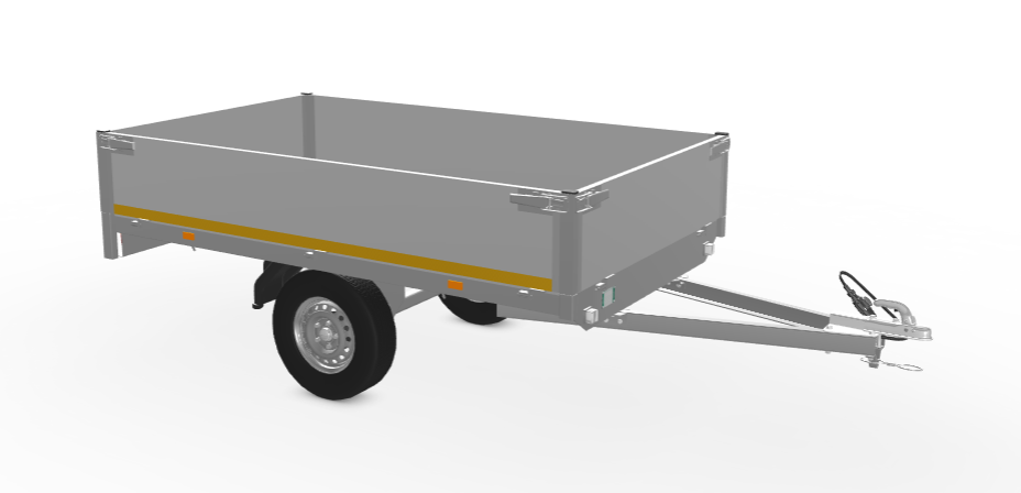 Ongeremde Eduard plateauwagen - 256x150 cm - 750 kg bruto laadvermogen - 72 cm laadvloerhoogte - 40 cm borden - enkelasser