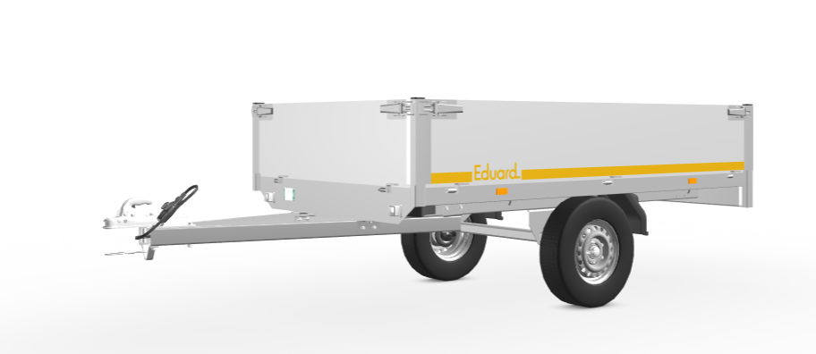 Ongeremde Eduard plateauwagen - 256x150 cm - 750 kg bruto laadvermogen - 72 cm laadvloerhoogte - 40 cm borden - enkelasser