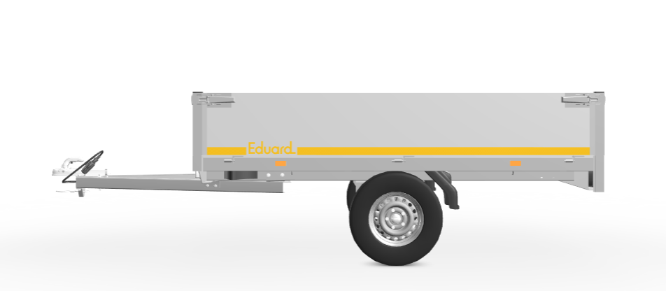 Ongeremde Eduard plateauwagen - 256x150 cm - 750 kg bruto laadvermogen - 72 cm laadvloerhoogte - 40 cm borden - enkelasser
