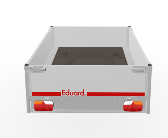 Ongeremde Eduard plateauwagen - 256x150 cm - 750 kg bruto laadvermogen - 72 cm laadvloerhoogte - 40 cm borden - enkelasser