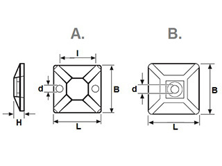 Bevestiging ogen voor tie rips - 28x28 mm