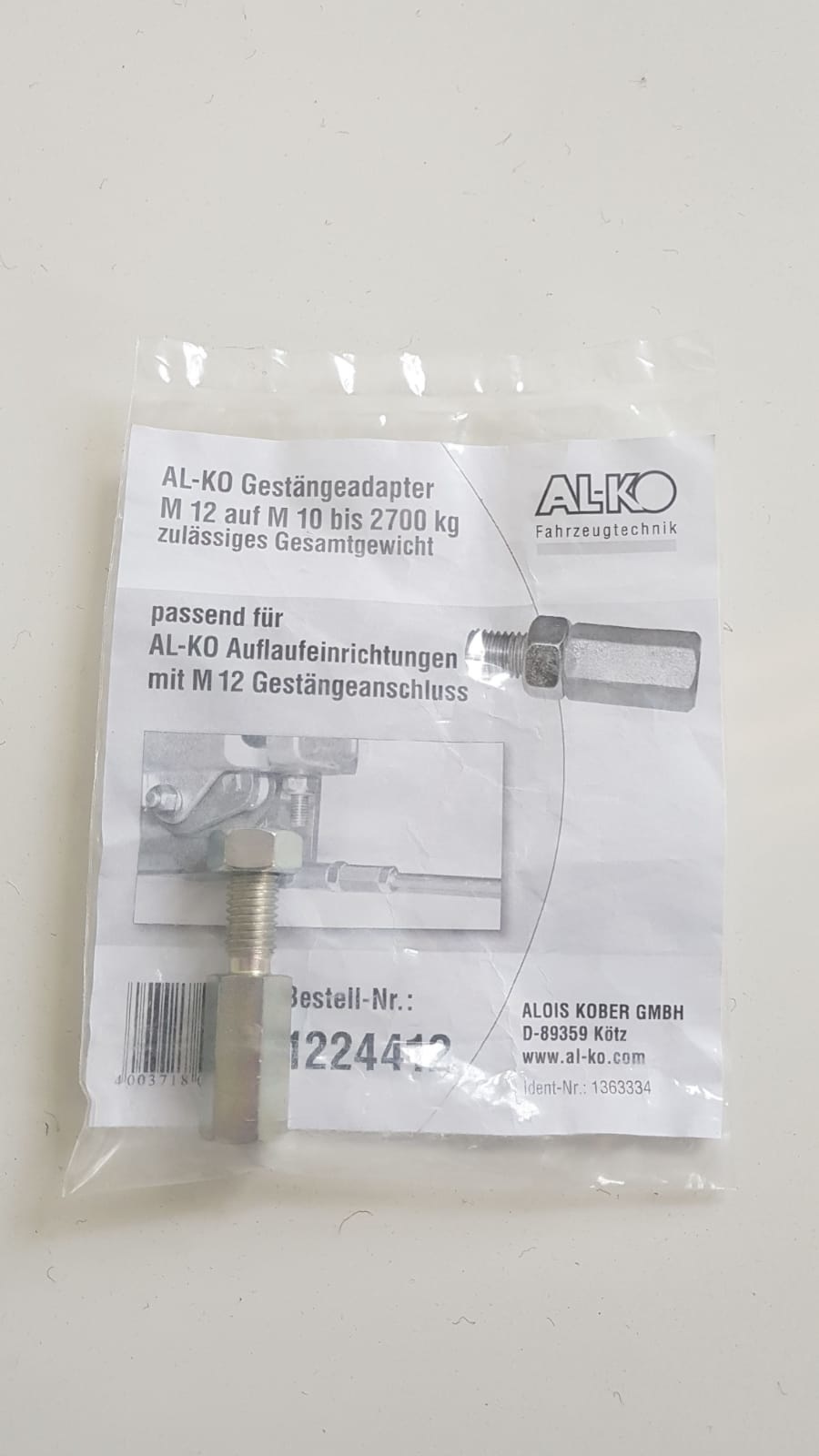 Originele AL-KO (1224412) remstang adapter - M12/M10