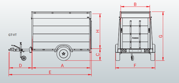 Anssems GTT 2500 VT3 HT gesloten aanhanger - 2500 kg bruto laadvermogen - 301x151x153 cm laadoppervlak - geremd - inclusief deksel en achterklep