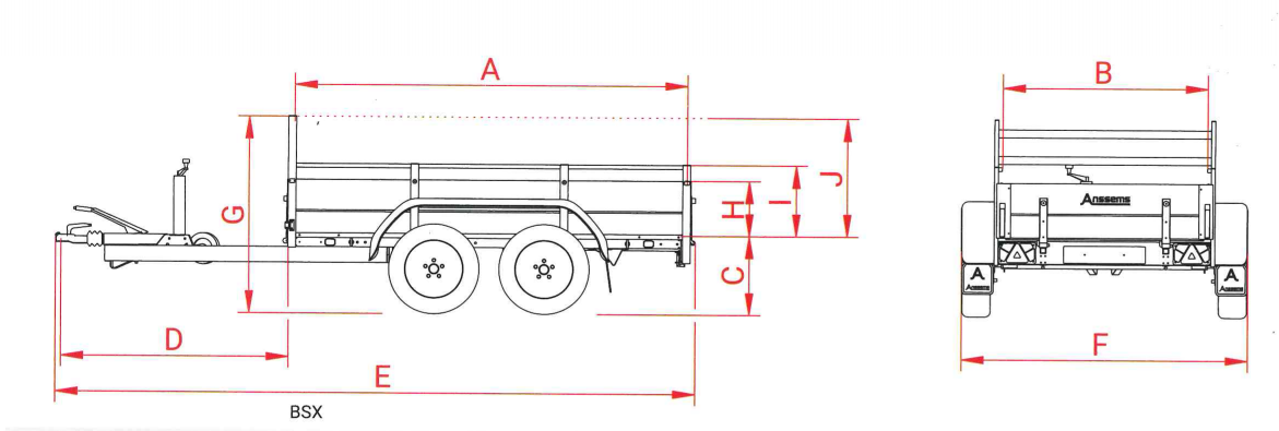 Anssems BSX 750 bakwagen - 750 kg bruto laadvermogen - 251x130 cm laadoppervlak - ongeremd