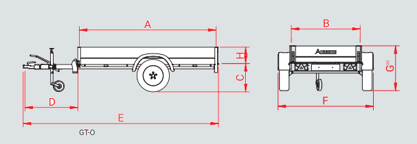 Anssems GTB 1200 bakwagen - 1200 kg bruto laadvermogen - 251x126 cm laadoppervlak - geremd
