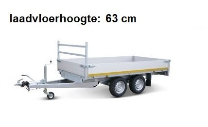 Geremde Eduard Multitransporter - 310x160 cm - 2000 kg bruto laadvermogen - 63 cm laadvloerhoogte - 30 cm borden - inclusief oprijplaten