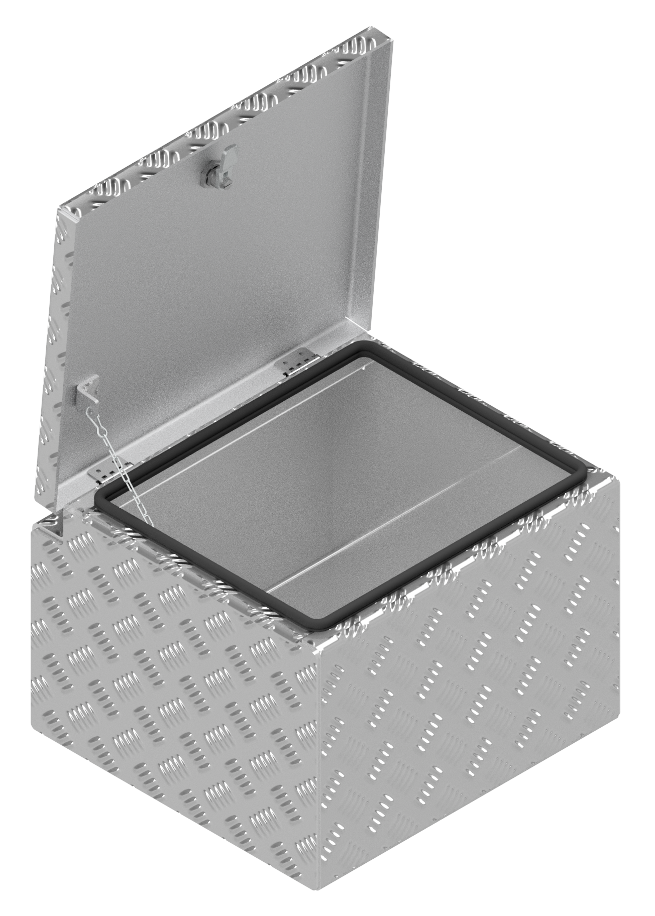 DE HAAN BOX S - waterdichte en stofdichte aluminium traanplaat disselkist 420x390x295 mm - voorzien van vlinderslot of spansluiting