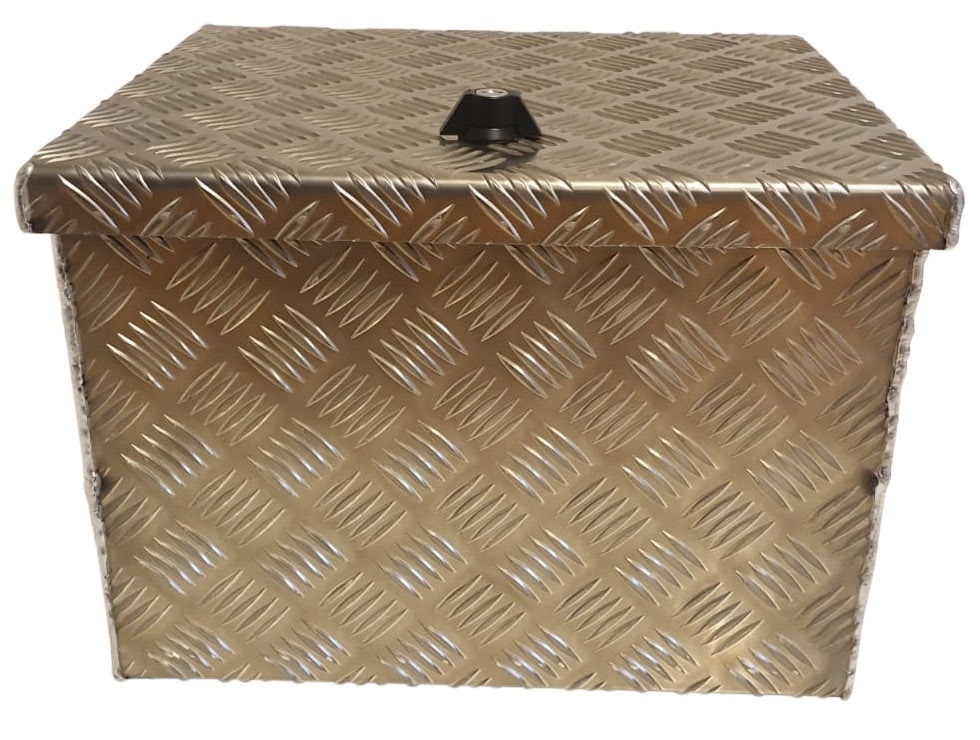 DE HAAN BOX S - waterdichte en stofdichte aluminium traanplaat disselkist 420x390x295 mm - voorzien van vlinderslot of spansluiting