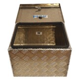 DE HAAN BOX S - waterdichte en stofdichte aluminium traanplaat disselkist 420x390x295 mm - voorzien van vlinderslot of spansluiting