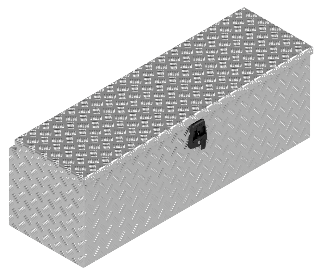 DE HAAN BOX U - 1154x387x400 mm - waterdichte en stofdichte aluminium traanplaat disselkist - voorzien van vlinderslot, spansluiting of t-sluiting