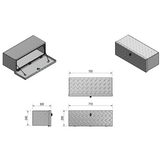 DE HAAN BOX O - 710x240x256 mm - waterdichte en stofdichte aluminium traanplaat disselkist  - voorzien van vlinderslot of t-sluiting