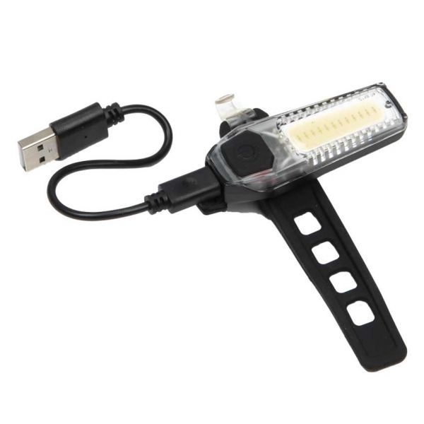 Robuuste oplaadbare LED fietsverlichting met grote lichtopbrengst - wit - inclusief micro USB kabel