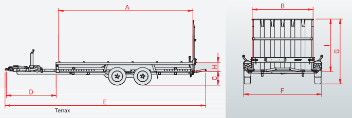 Hulco TERRAX-1 1800 Basic - 1800 kg bruto laadvermogen - machinetransporter - 294x150 cm laadoppervlak - geremd