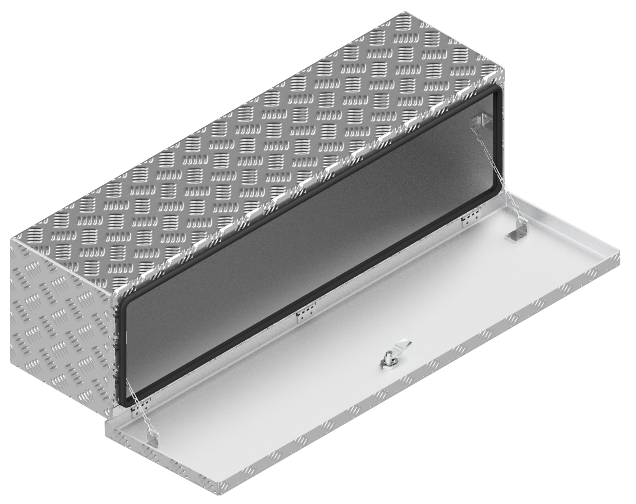 DE HAAN BOX OM - 900x250x250 mm - waterdichte en stofdichte aluminium traanplaat disselkist - voorzien van vlinderslot of t-sluiting