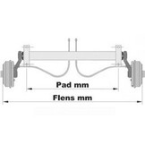 Geremde torsie as - 1500 kg - padmaat 1000 mm - flensmaat 1470 mm - 5 gats