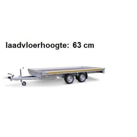 Geremde Eduard multitransporter - 506x200 cm - 3000 kg bruto laadvermogen - 63 cm laadvloerhoogte - 10 cm borden - inclusief oprijplaten en handlier