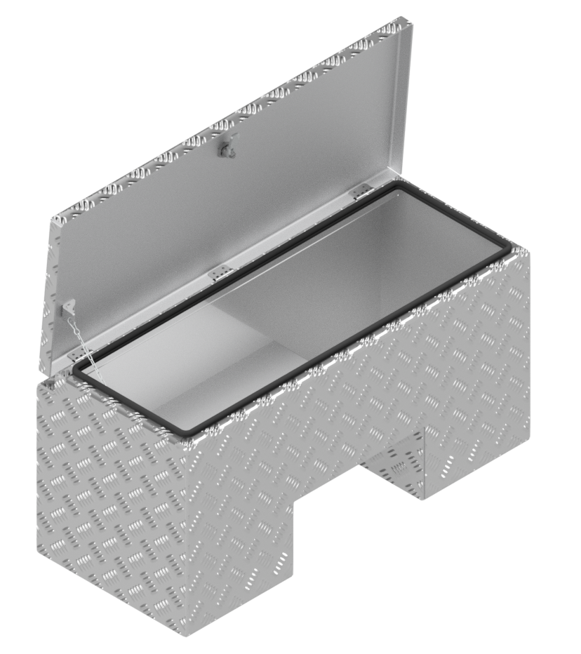 DE HAAN BOX IN - 800x361x400 mm - waterdichte en stofdichte aluminium traanplaat disselkist - voorzien van vlinderslot