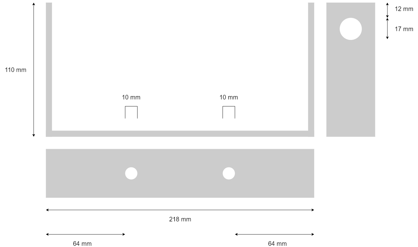 Steun voor kielrol 218x110 mm