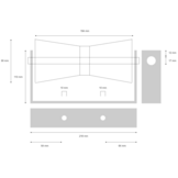 194x90 mm kielrol  blauw compleet op steun