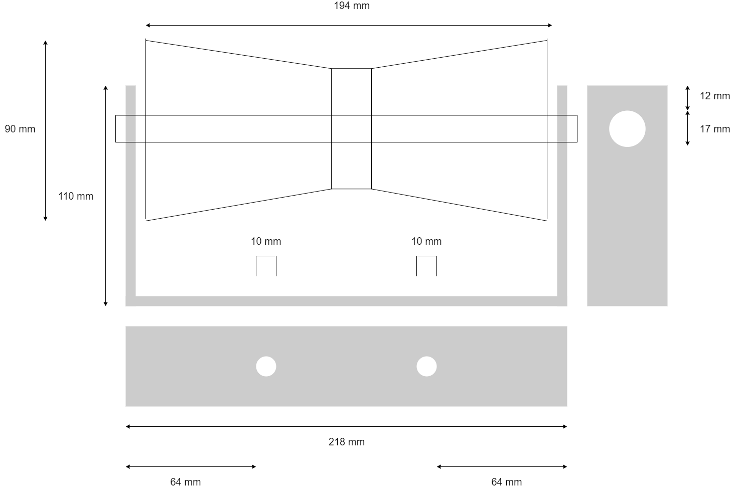 194x90 mm kielrol  blauw compleet op steun