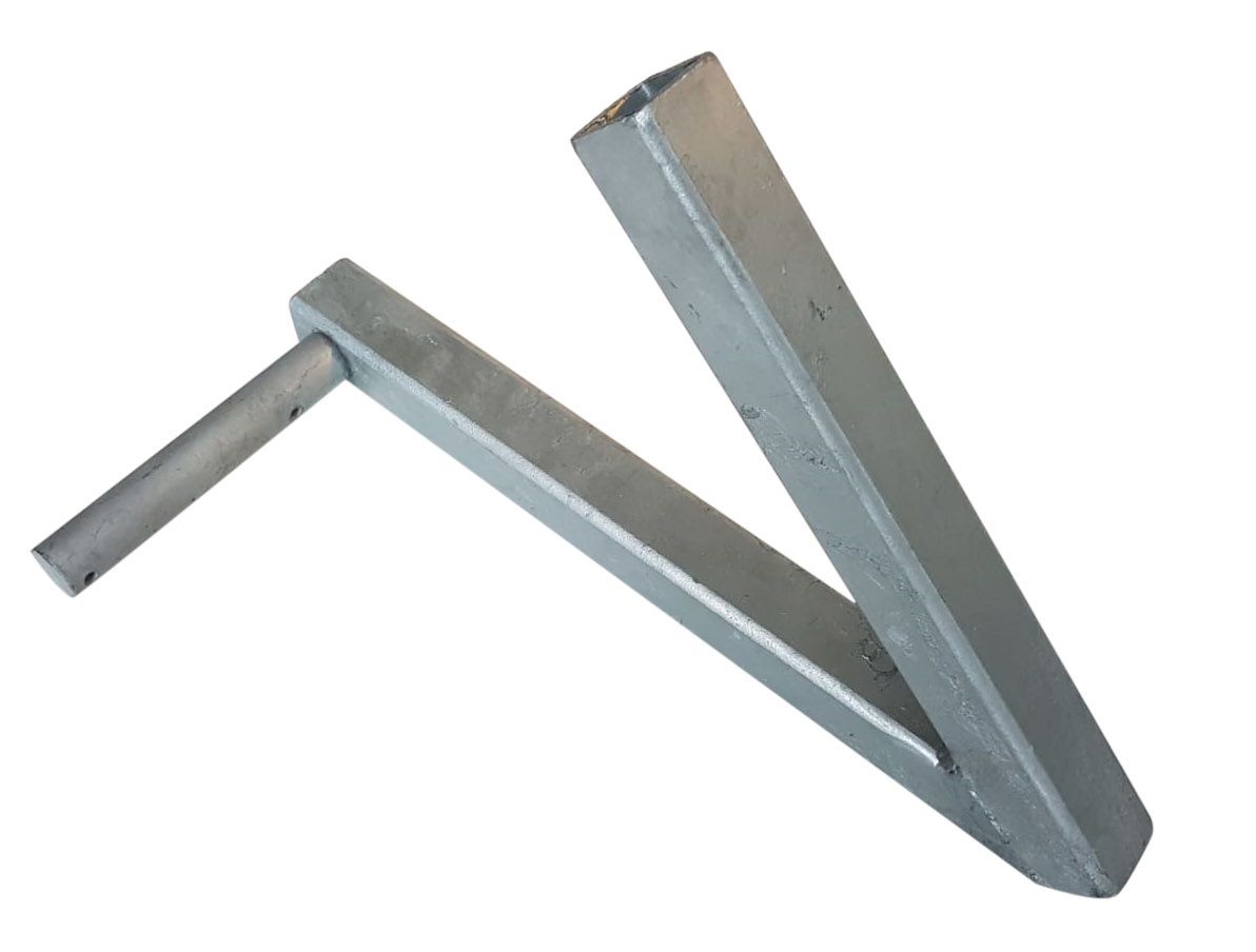 Enkelzijdige steun/centreerpoot voor boegrol - rechts