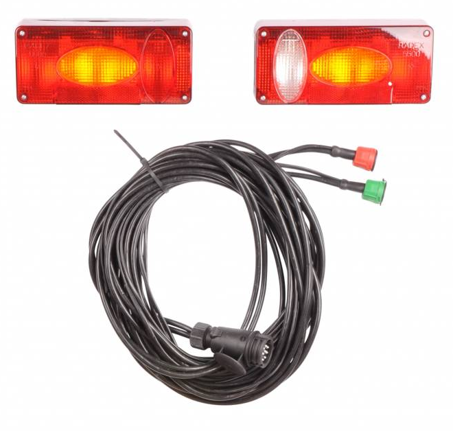Radex 5500 verlichtingsset met 7 meter hoofdkabel - 13 polig - inclusief achteruitrijverlichting