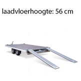 Geremde Eduard multitransporter - 406x180 cm - 2700 kg bruto laadvermogen - 56 cm laadvloerhoogte - 10 cm borden - inclusief oprijplaten en handlier