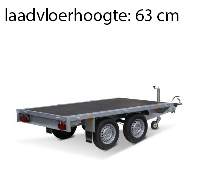 Geremde Eduard plateauwagen - 256x150 cm - 2700 kg bruto laadvermogen - 63 cm laadvloerhoogte - vlak - tandemasser
