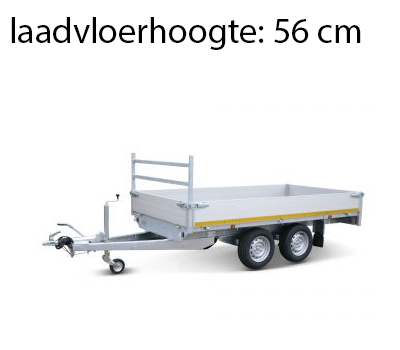 Geremde Eduard plateauwagen - 310x180 cm - 3000 kg bruto laadvermogen - 56 cm laadvloerhoogte - 30 cm borden