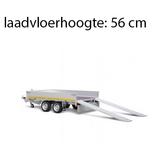 Geremde Eduard multitransporter - 310x180 cm - 3000 kg bruto laadvermogen - 56 cm laadvloerhoogte - 30 cm borden - inclusief oprijplaten