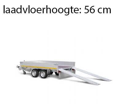 Geremde Eduard multitransporter - 310x180 cm - 3000 kg bruto laadvermogen - 56 cm laadvloerhoogte - 30 cm borden - inclusief oprijplaten