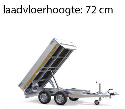 Geremde Eduard achterwaartse kipper - 310x180 cm - 2500 kg bruto laadvermogen - elektrisch, extern laden - 72 cm laadvloerhoogte - inclusief oprijplaten - 40 cm hoge borden