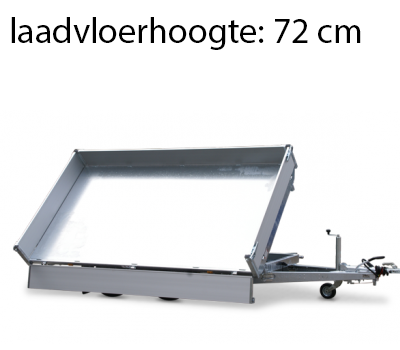 Geremde Eduard 3-zijdige kipper - 330x180 cm - 2500 kg bruto laadvermogen - elektrisch, extern laden - 72 cm laadvloerhoogte - inclusief oprijplaten en uitzetsteunen - 40 cm hoge borden