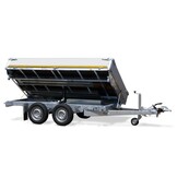 Geremde Eduard 3-zijdige kipper - 330x180 cm - 2500 kg bruto laadvermogen - elektrisch, extern laden - 72 cm laadvloerhoogte - inclusief oprijplaten en uitzetsteunen - 40 cm hoge borden