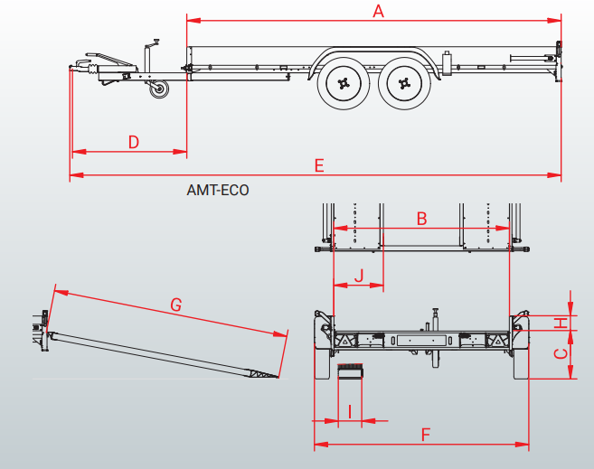 Anssems AMT 1300 ECO - 1300 kg bruto laadvermogen - 340x180 cm laadoppervlak - geremd
