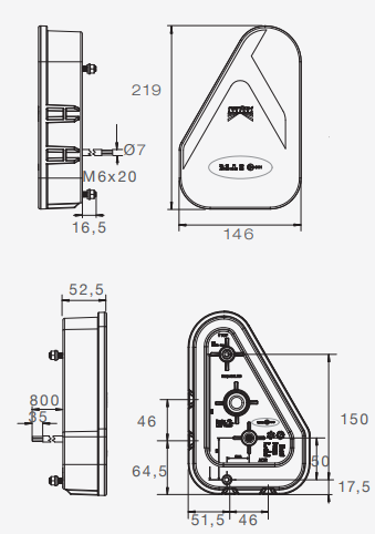 Aspock Earpoint LED links - inclusief mistlamp - 146x219x52,5 mm