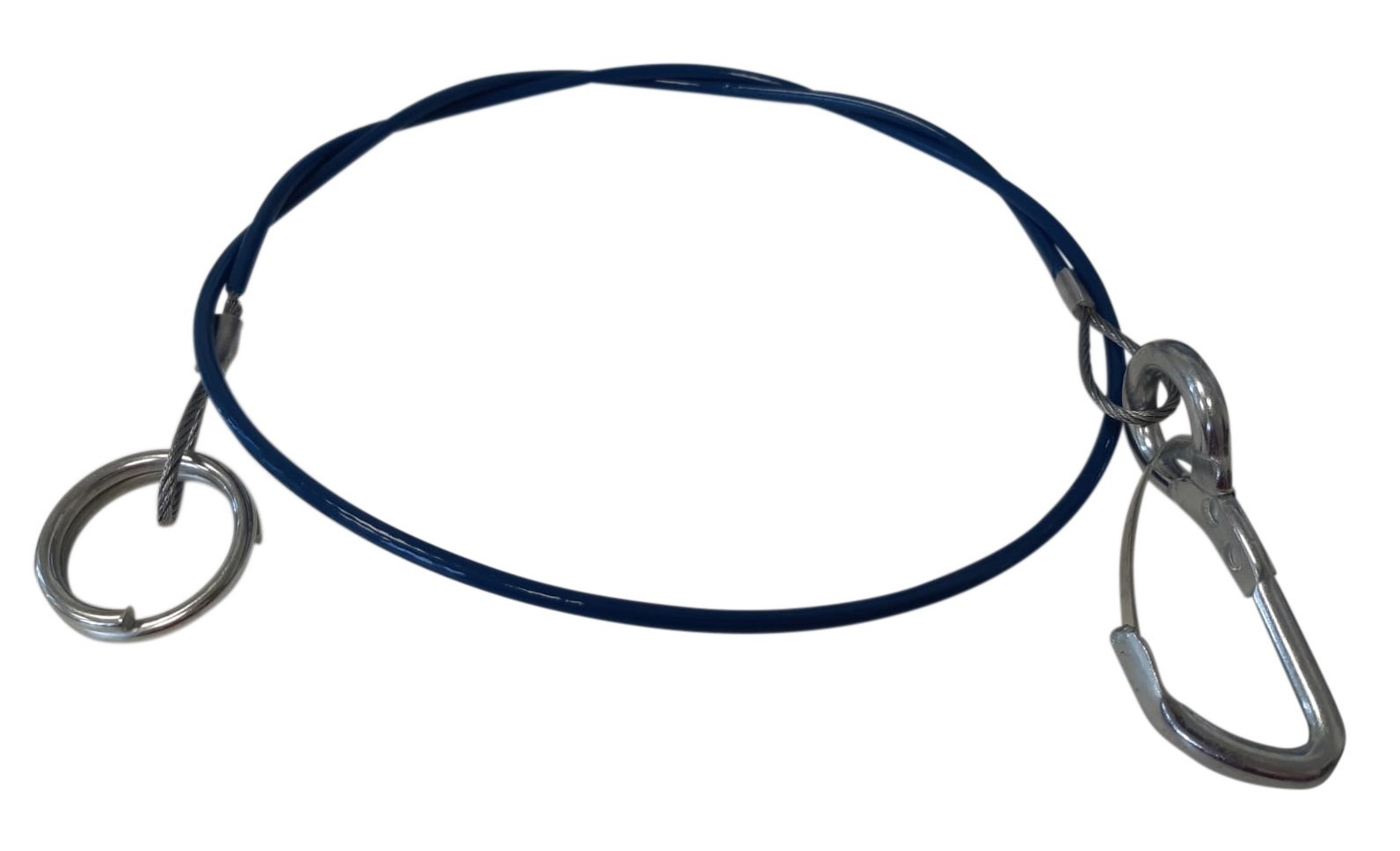 Breekkabel 100 cm knijphaak + ring (blauw)