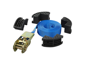 Spanband blauw 500x2,5 cm - met randbeschermers