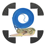 Spanband blauw 500x2,5 cm - met randbeschermers en ratel