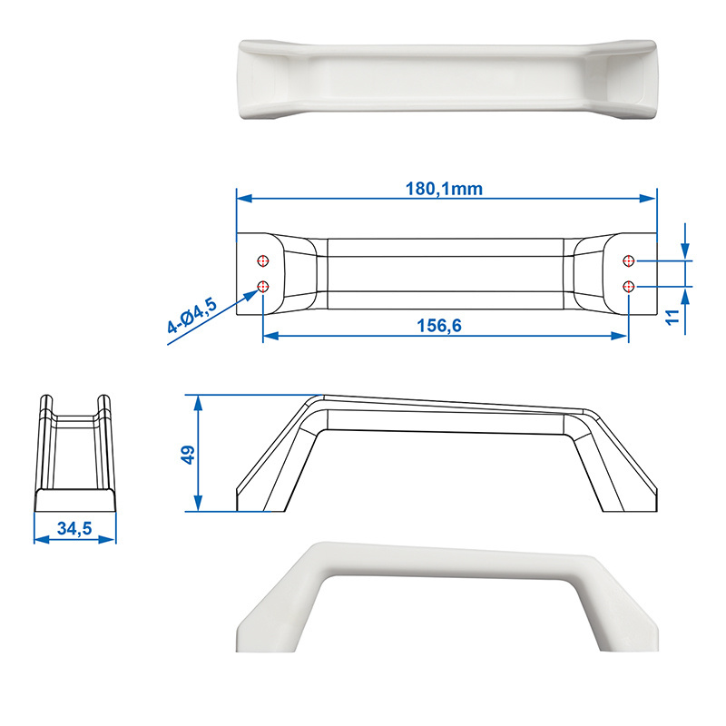 Set van 2 caravan handvatten/handvaten - wit