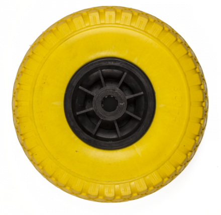 3.00-4 steekwagenwiel - massief/anti-lek band en kunststof velg - 100 kg maximale belasting - 20 mm asgat/naafdiameter - inclusief rollager