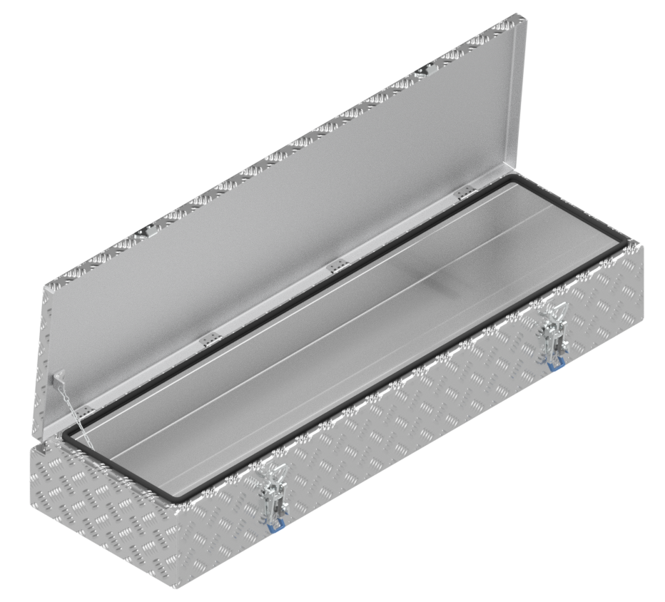 DE HAAN BOX HE - 1200x391x190 mm - waterdichte en stofdichte aluminium traanplaat disselkist - voorzien van vlinderslot of t-sluiting