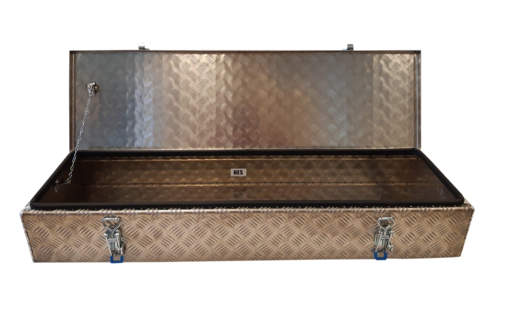 DE HAAN BOX HE - 1200x391x190 mm - waterdichte en stofdichte aluminium traanplaat disselkist - voorzien van vlinderslot of t-sluiting