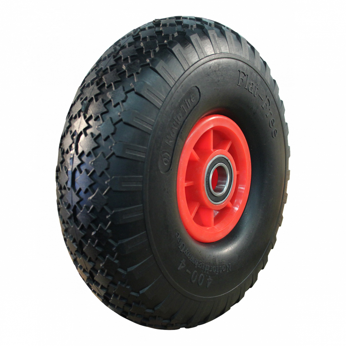 4.00-4 steekwagenwiel - massief/anti-lek band en kunststof velg - 125 kg maximale belasting - 25 mm asgat/naafdiameter - inclusief kogellager