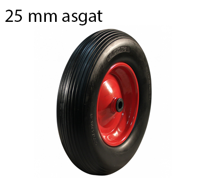 4.00-8 kruiwagenwiel - Anti-lek met stalen velg - 200 kg maximale belasting - 25 mm asgat/naafdiameter - inclusief kogellager
