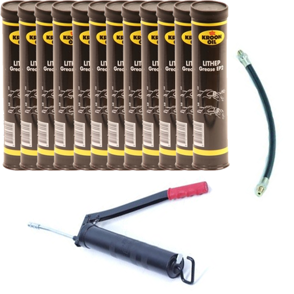 Vetspuit met slang en 12 vetpatronen