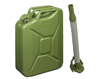Metalen jerrycan 20 liter met metalen schenktuit