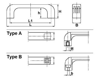 Beugelgreep met messingbus M8 & M8x12 flensschoef
