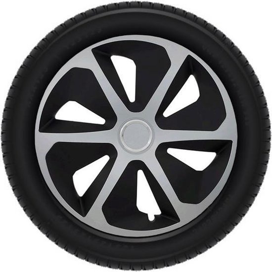 Wieldoppenset roco 4 Stuks voor 13 Inch velgen - zilver/zwart