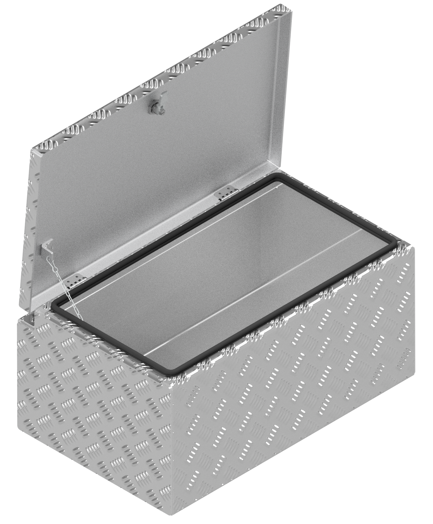 DE HAAN BOX M - 600x380x280 mm - waterdichte en stofdichte aluminium traanplaat disselkist - voorzien van vlinderslot, spansluiting of t-sluiting